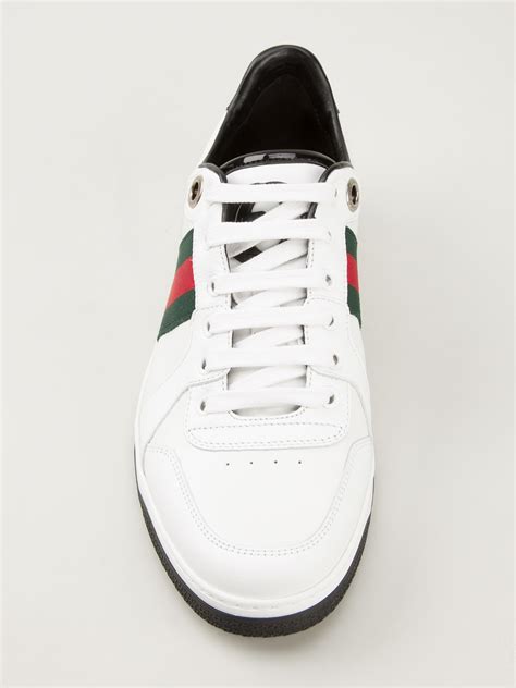 gucci stripe sneakers|Gucci all white sneakers.